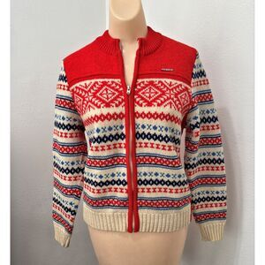 Geiger Womens Fair Isle Cardigan Size 36 Wool Cardigan Austria Made Nordic